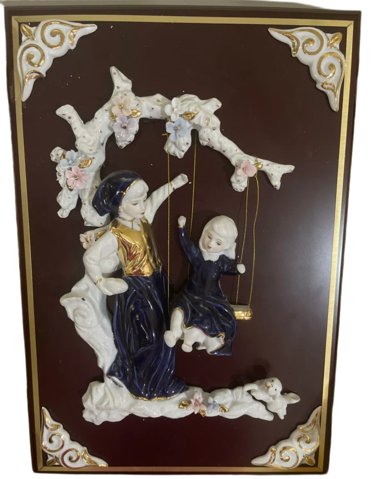 BLUE Brother and sister 3D Wall Art in Porcelain