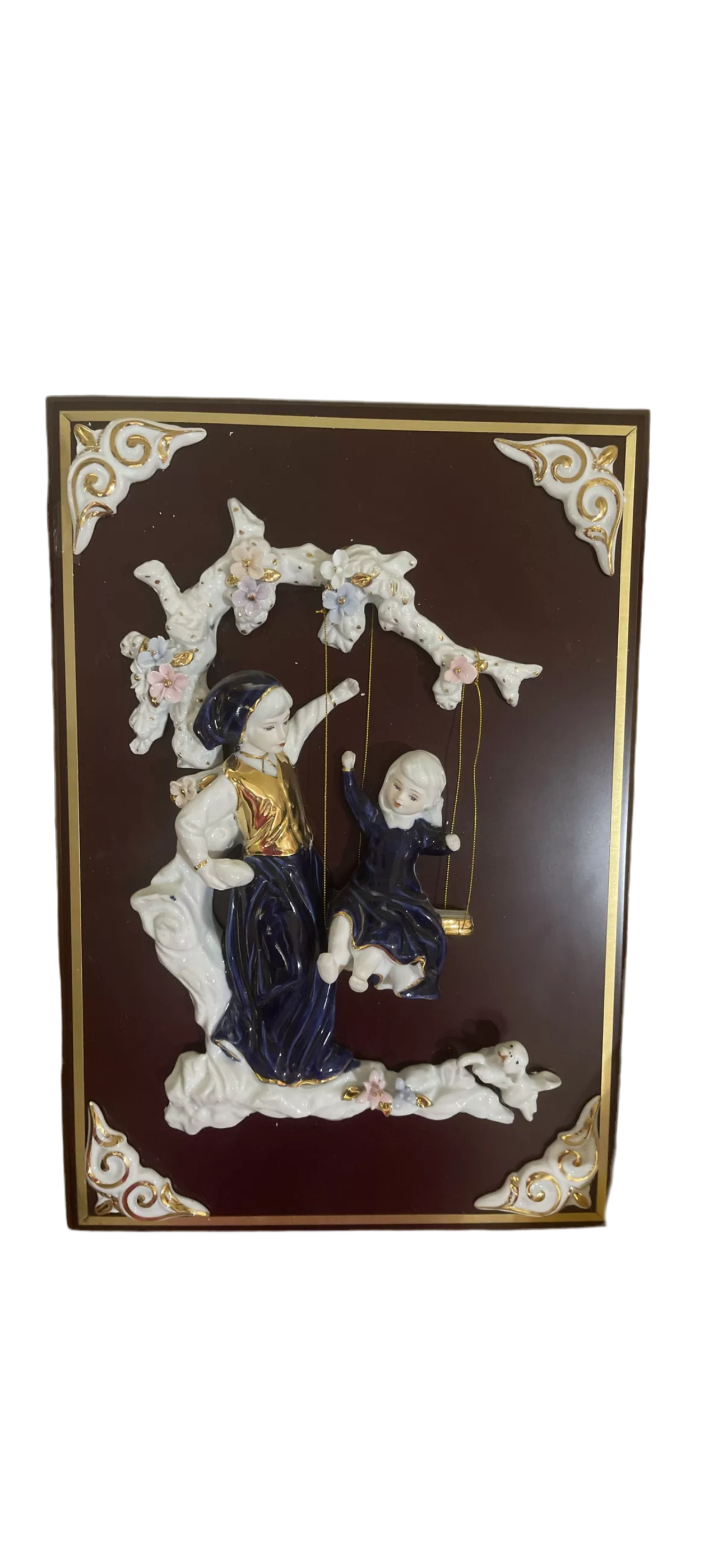 BLUE Brother and sister 3D Wall Art in Porcelain