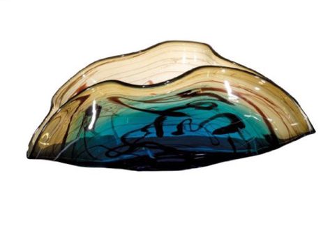Turquoise glass decorative fruits bowl