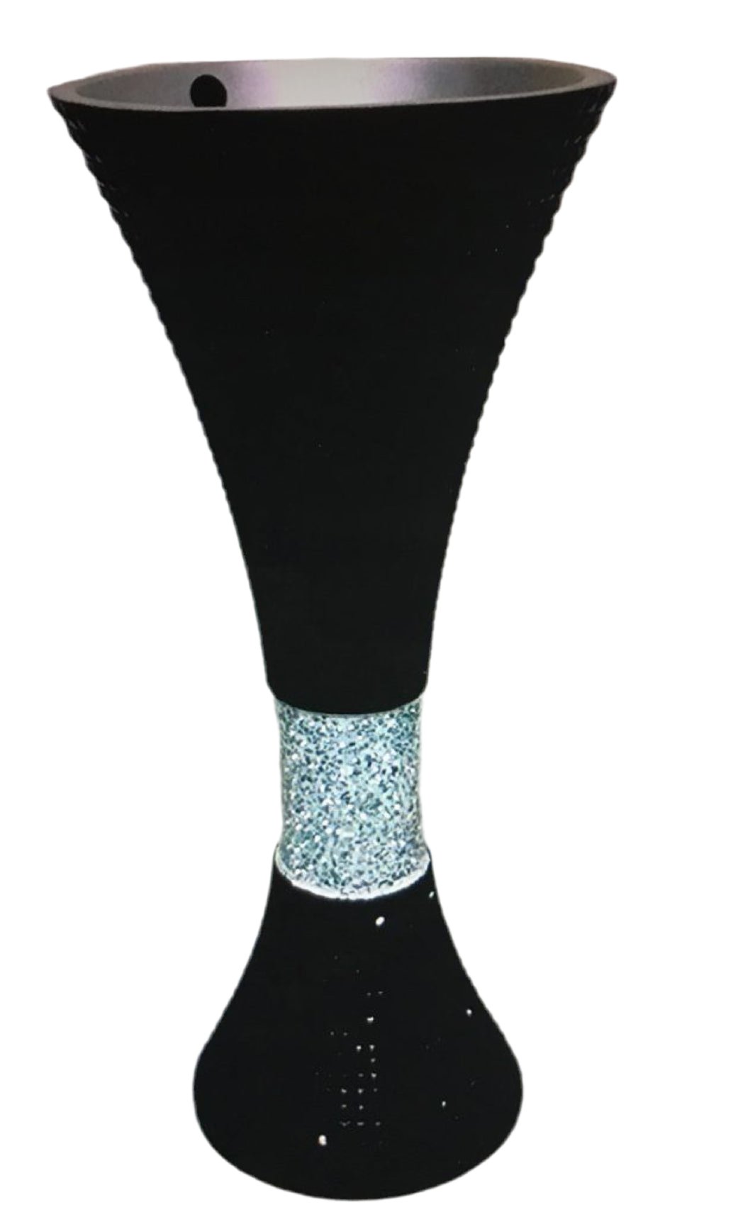 Tall black and silver Vase