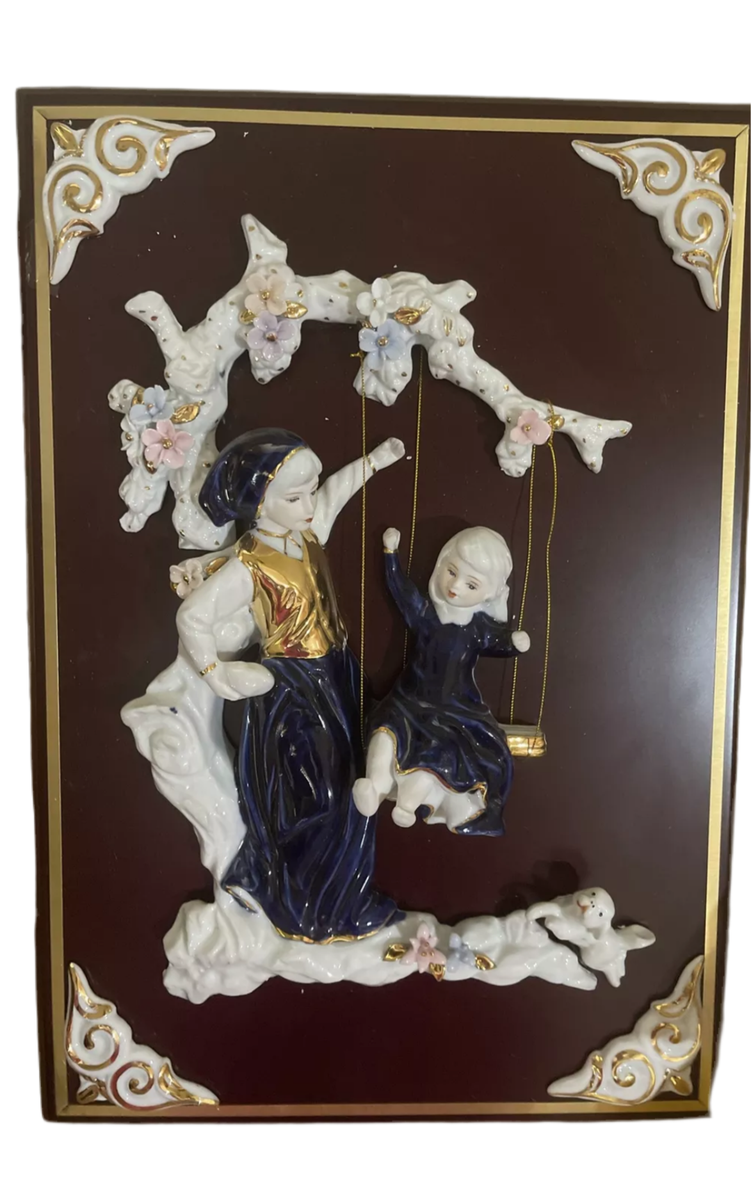 BLUE Brother and sister 3D Wall Art in Porcelain