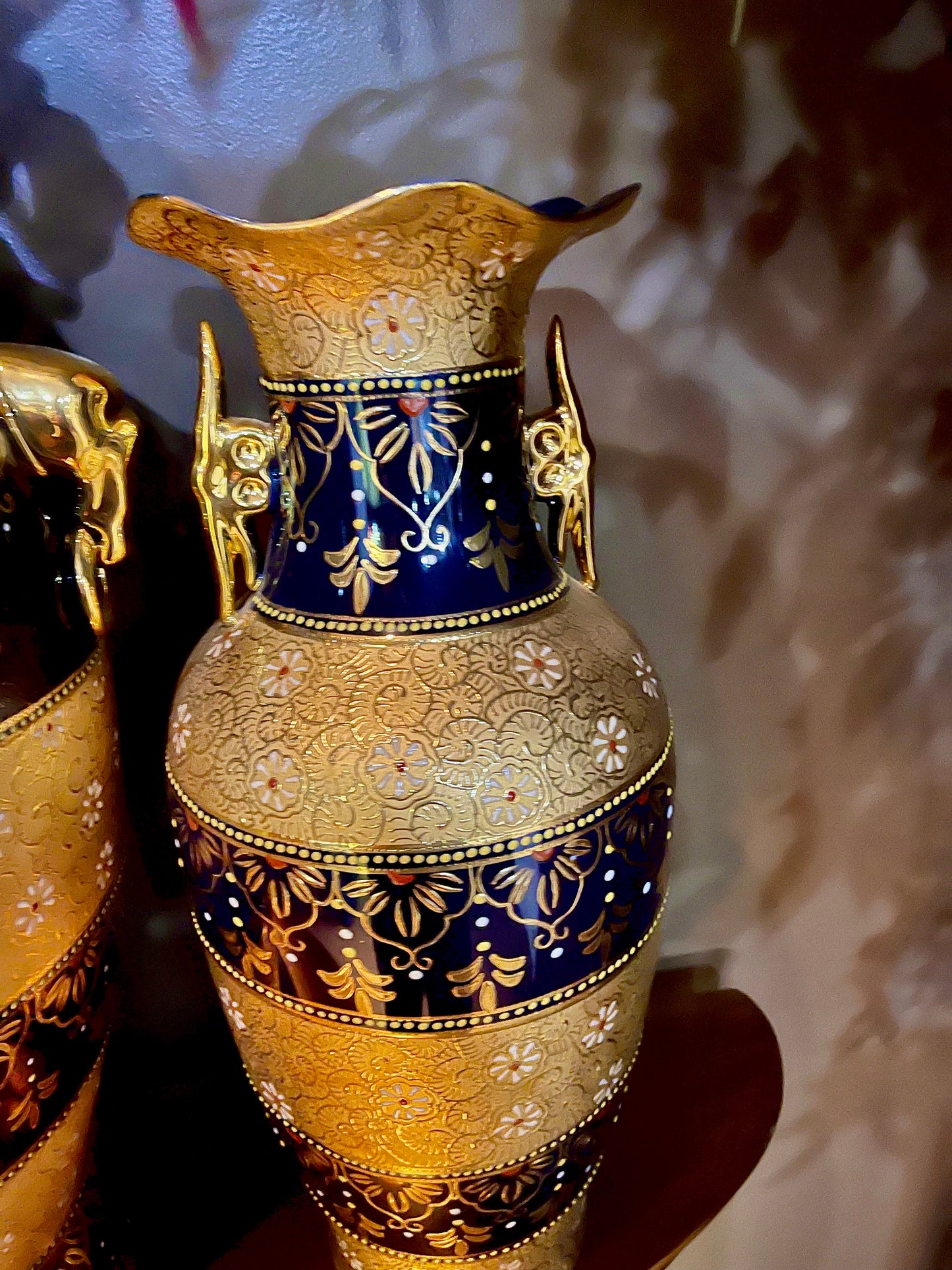 Vintage Cobalt Blue Porcelain Vase SET 3