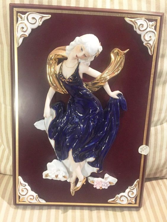 Lady in Blue in porcelain 3D Wall Art