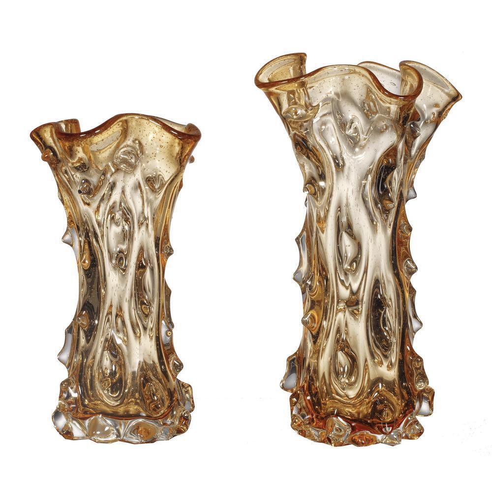 Ok Lighting Glass Vase Set In Yellow