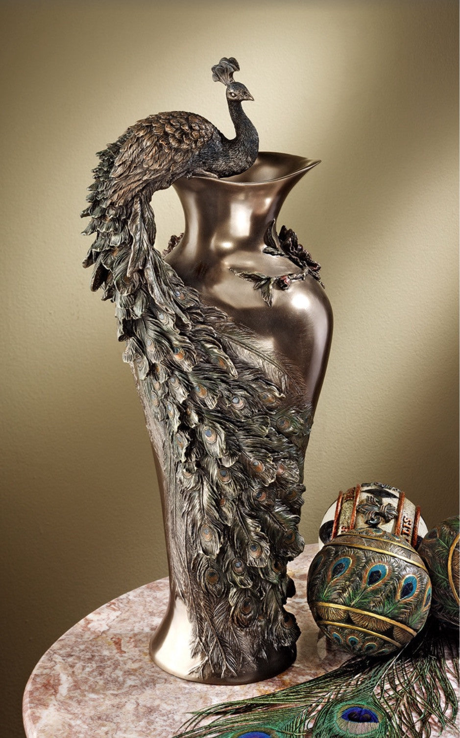 PEACOCK VASE Bronze 