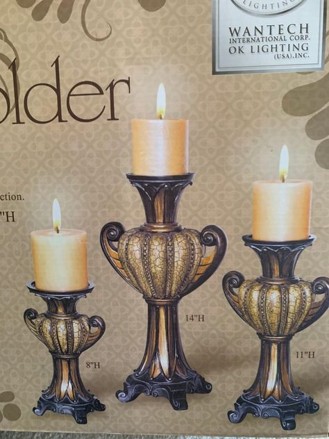 Mimic leather collection candle holder set of 3