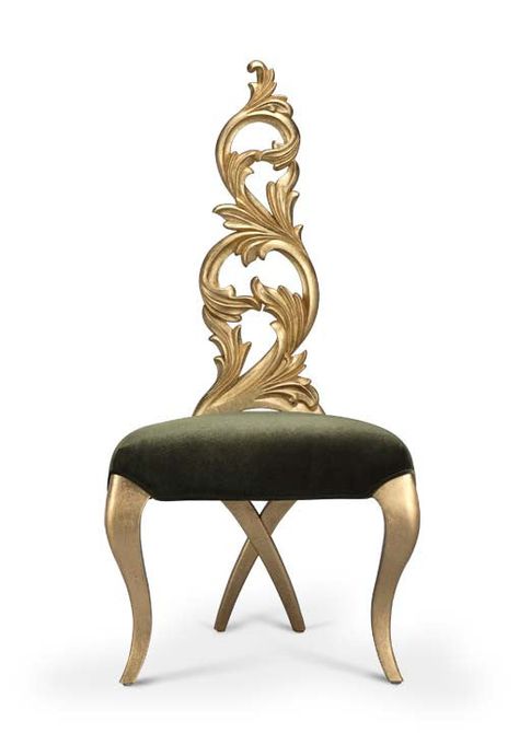 Gold Leaf Chair In Green Velvet