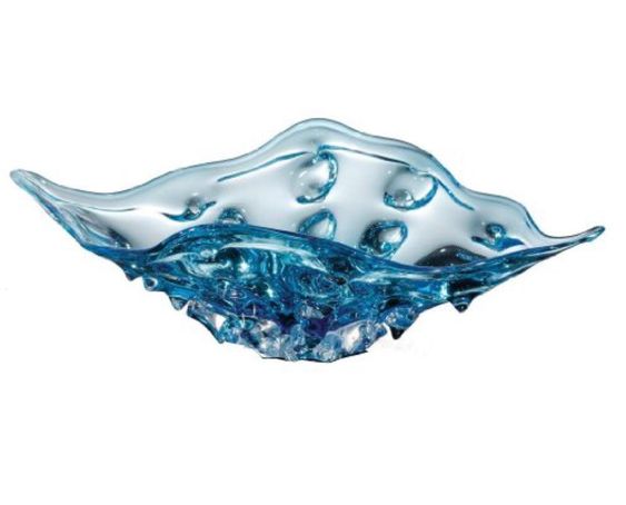 Blue Ocean Water Shell Shape Decorative Bowl H5”