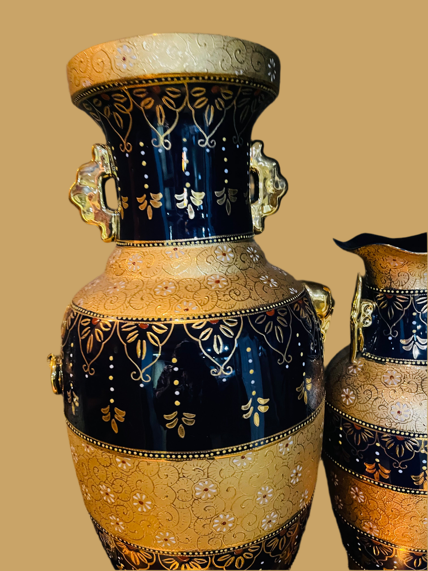 Vintage Cobalt Blue Porcelain Vase SET 3