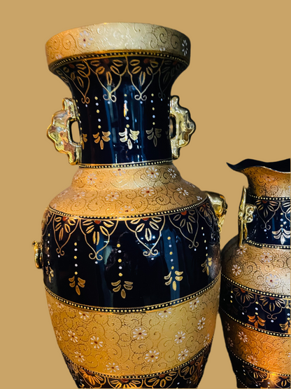 Vintage Cobalt Blue Porcelain Vase SET 3