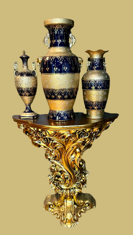 Vintage Cobalt Blue Porcelain Vase SET 3