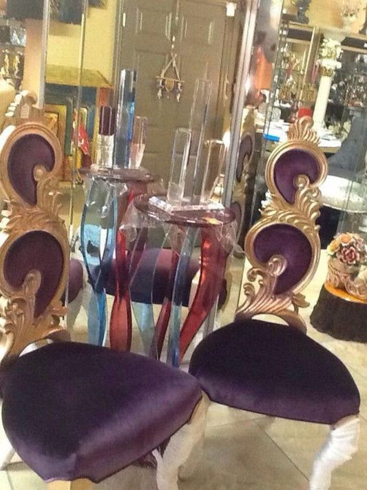 Gold leaf chair in Purple Velvet