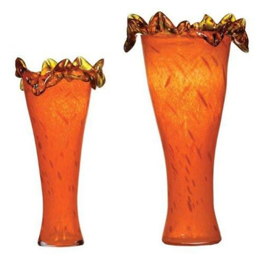 Tangerine Colored Glass Vase Set