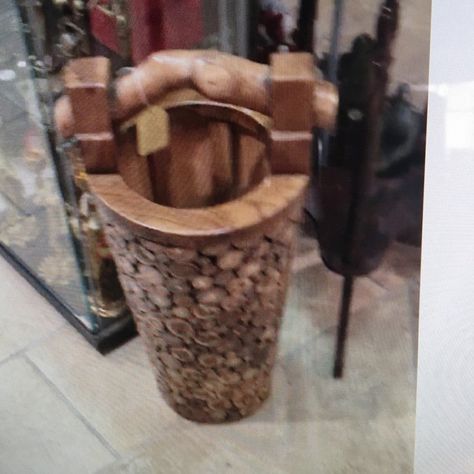 Hand Carved And Hand Made Sold Wooden Decorative Basket