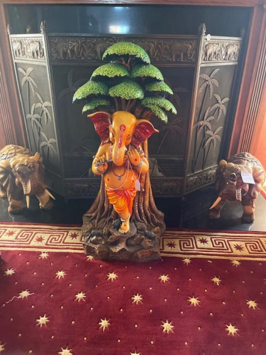 Lord Ganesha Standing Under The Tree Statue sculpture