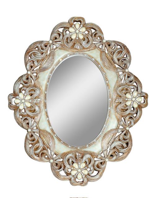 OK LIGHTING vintage Mirror With Crystal Stones And Rearls